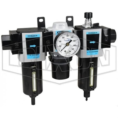 Dixon Wilkerson by Compact Combination Unit with Sight Glass, 1/4 in NPT/BSPP-G Port, 110 SCFM Flow Rate C18-02AMB